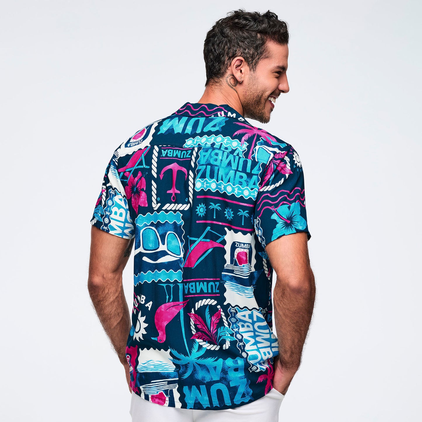 Zumba Cruise Unisex Short Sleeve Button Up