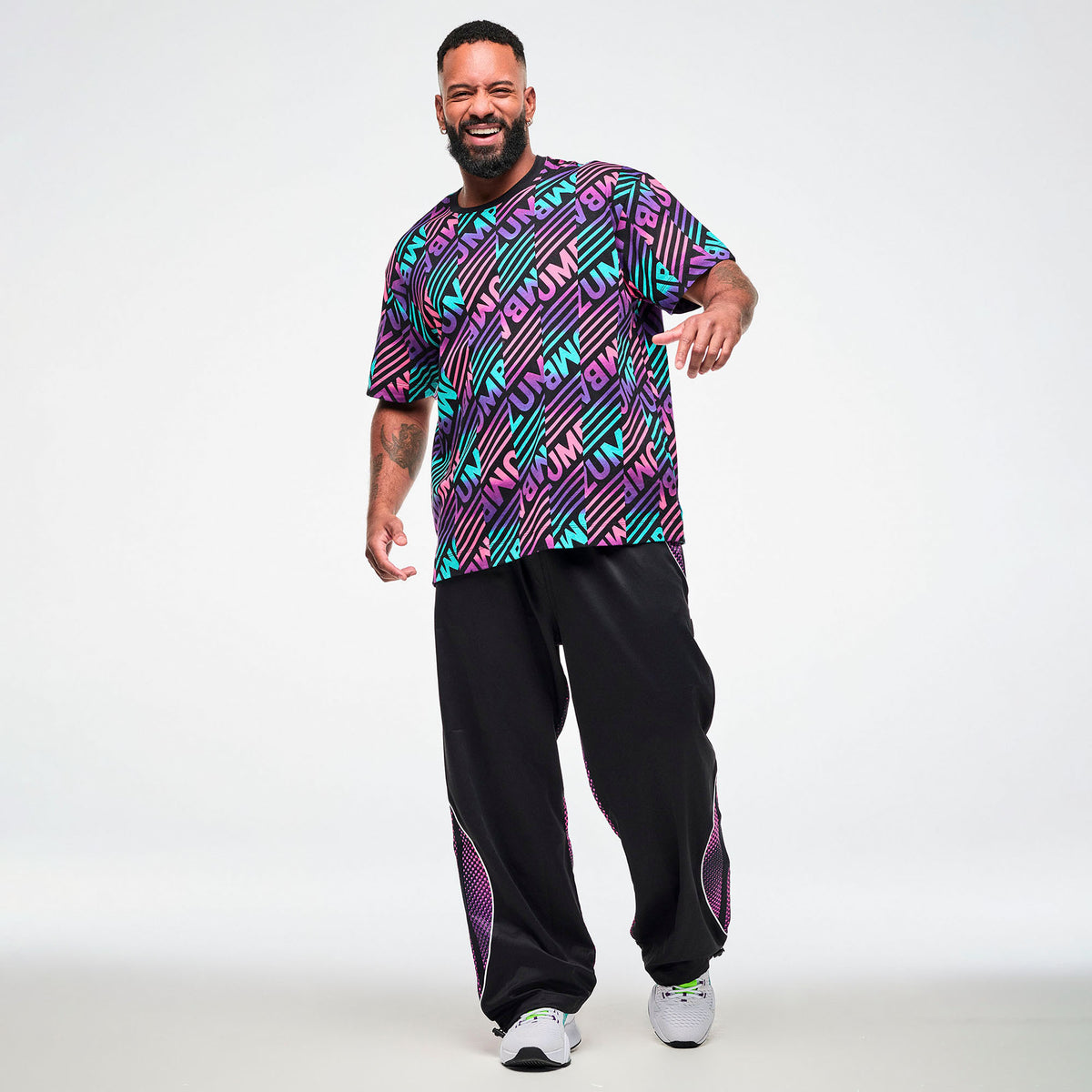 Electric Feel Unisex Oversized Top - Blue/Pink