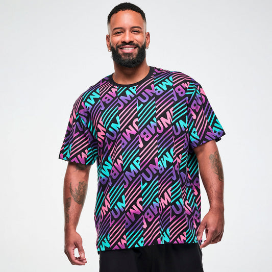 Electric Feel Unisex Oversized Top - Blue/Pink