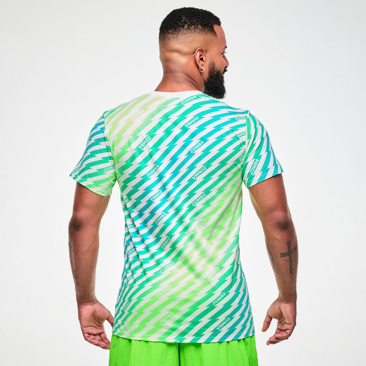 Electric Feel Unisex Crew Neck Tee - Green/Blue Z3T000424