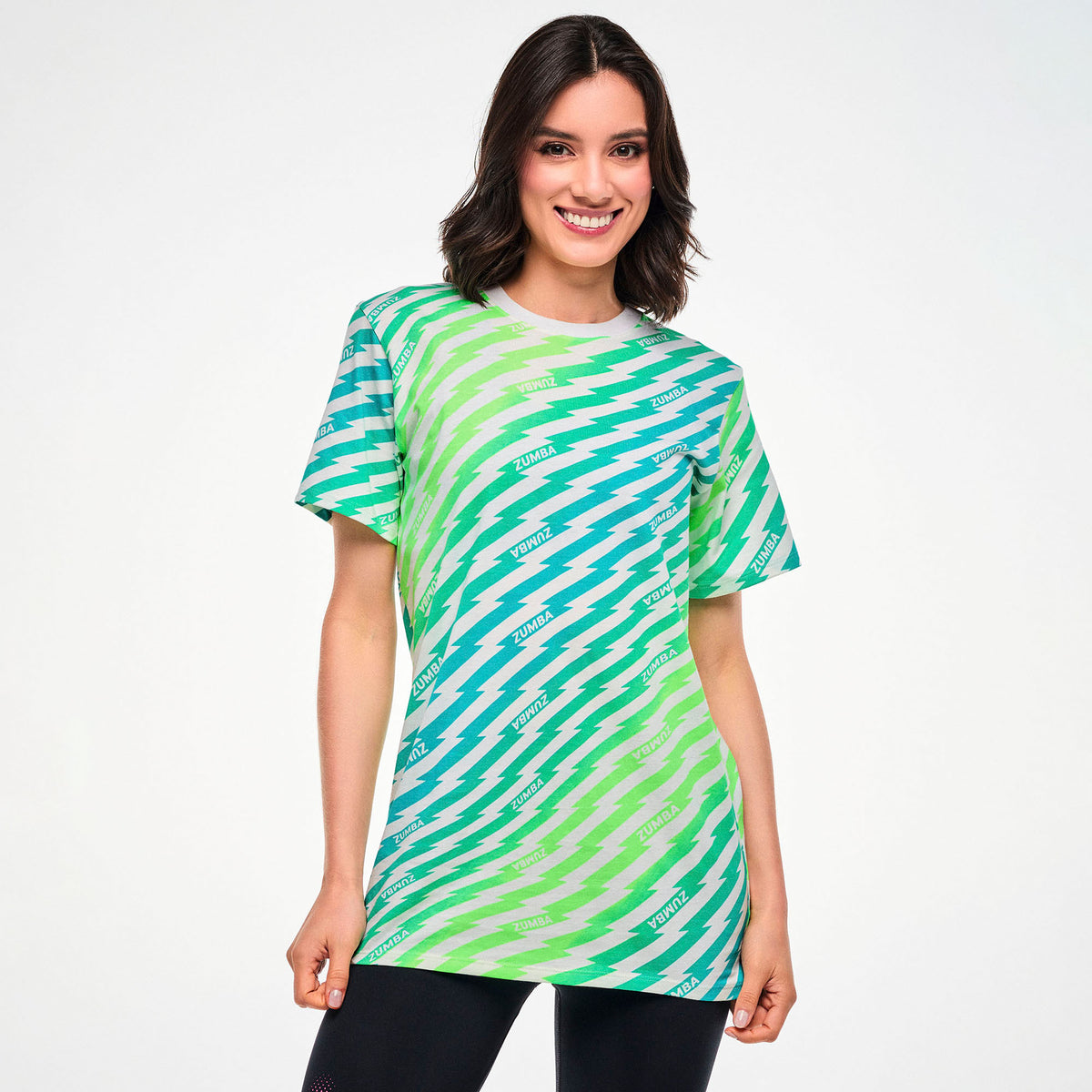 Electric Feel Unisex Crew Neck Tee - Green/Blue Z3T000424