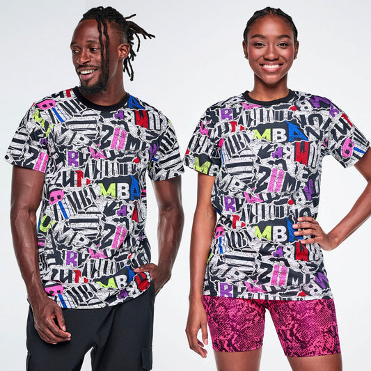 Rock 'n' Roll Unisex Crew Neck Tee - Black/White Z3T000442