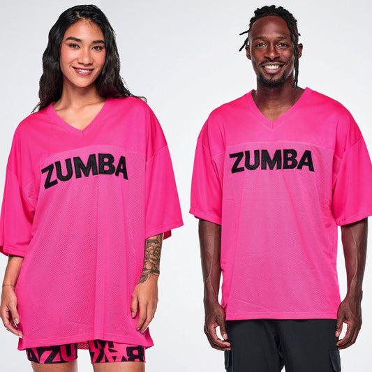 Ultrabright Oversized Mesh Sports Jersey - Shocking Pink