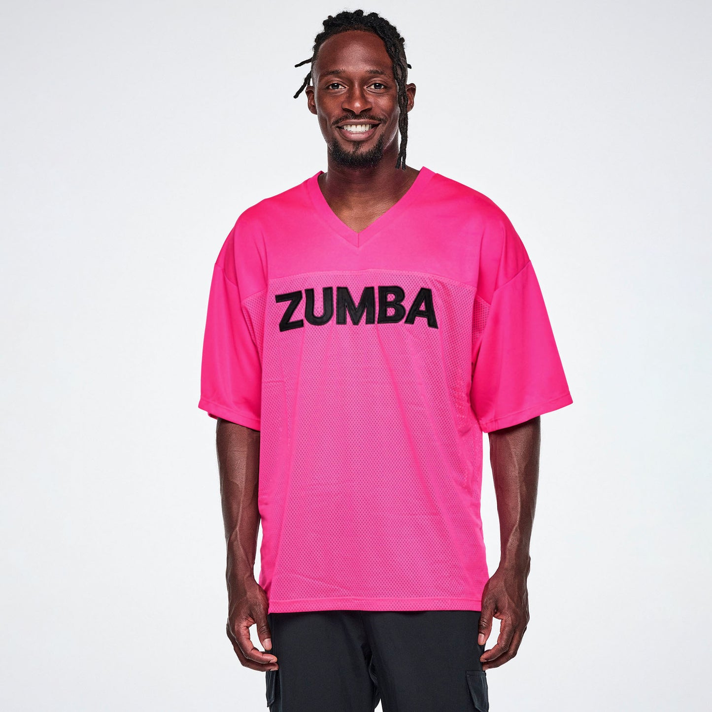 Ultrabright Oversized Mesh Sports Jersey - Shocking Pink