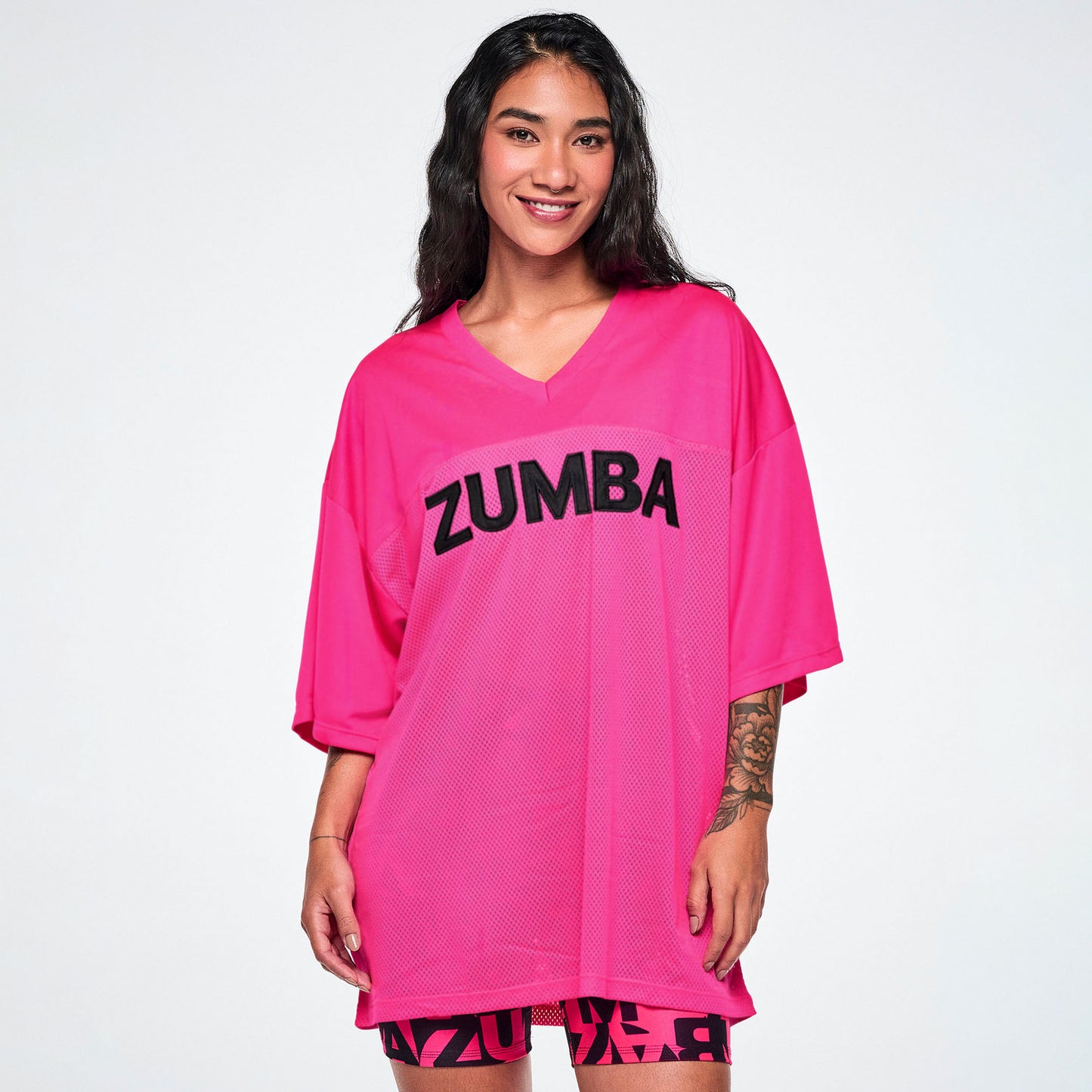 Ultrabright Oversized Mesh Sports Jersey - Shocking Pink