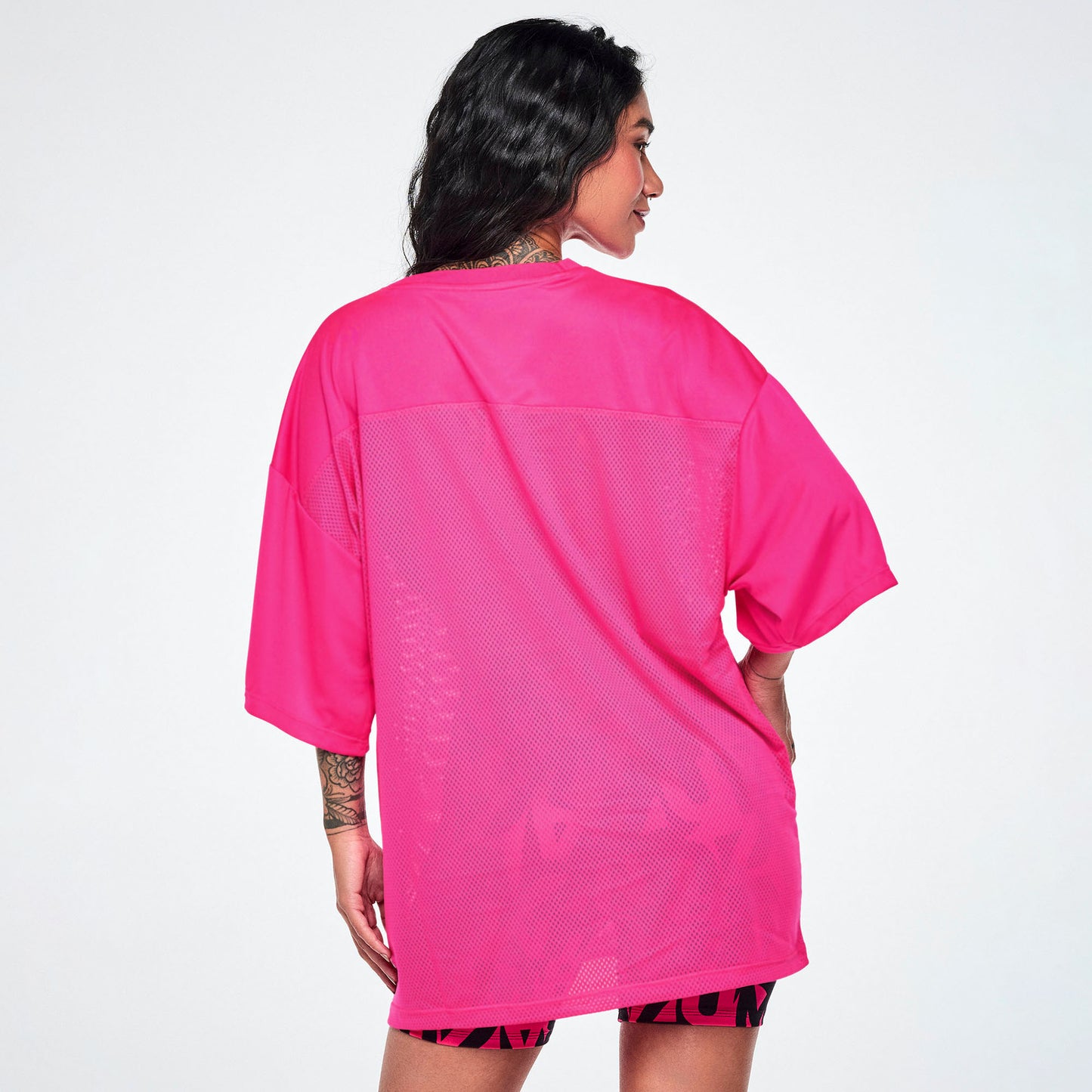 Ultrabright Oversized Mesh Sports Jersey - Shocking Pink