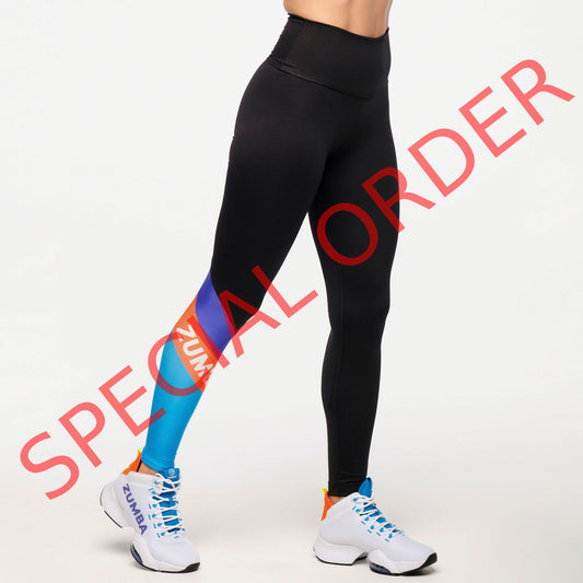 Zumba Explore High Waisted Ankle Leggings With Diagonal Insert